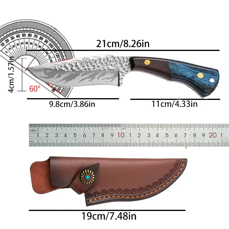 Household wooden handled cooking and outdoor camping barbecue knives