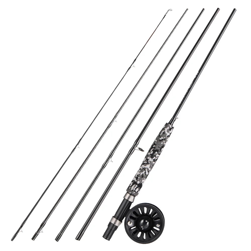 Fly Fishing Rod and Reel Multi-section Fly Fishing Combination for Trout Fishing Suitable for Stream Leisure Fishing