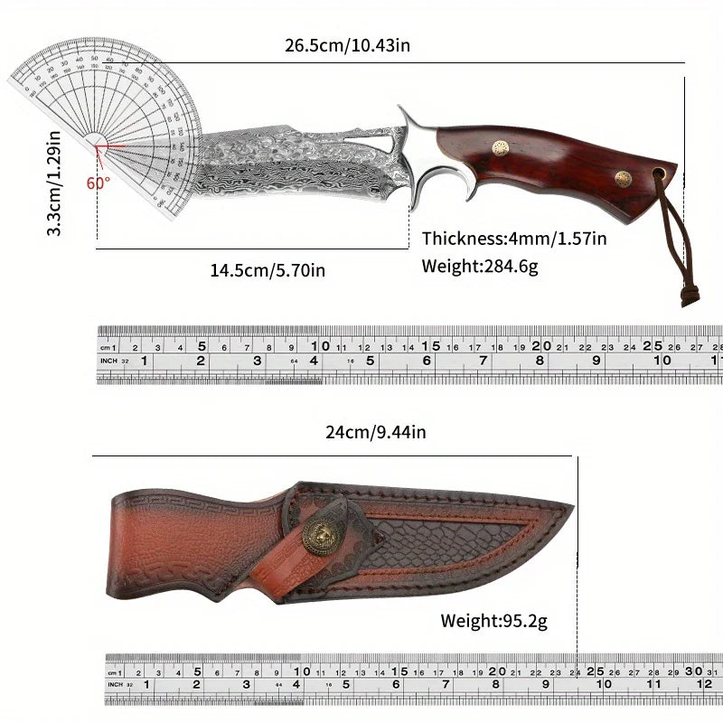 A large Damascus stainless steel knife, convenient to carry and sharp.