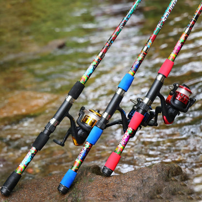 Spinning Fishing Pole Set Full Kit With 1.8M Telescopic Glass Fiber Fishing Rod And 5.2:1 Reel Travel Set