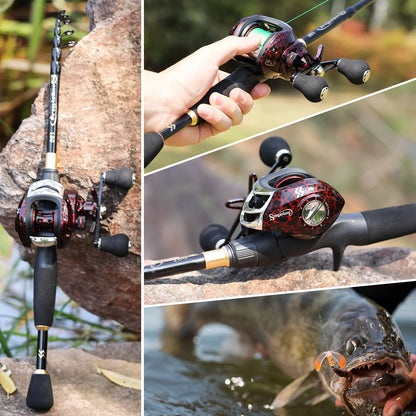 1.8-2.4m Casting Fishing Combo Telescopic lightweight Carbon Fishing Rod and 7.2:1 High Speed Fishing Reel