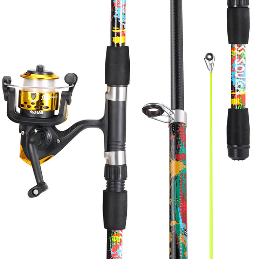 Spinning Fishing Pole Set Full Kit With 1.8M Telescopic Glass Fiber Fishing Rod And 5.2:1 Reel Travel Set