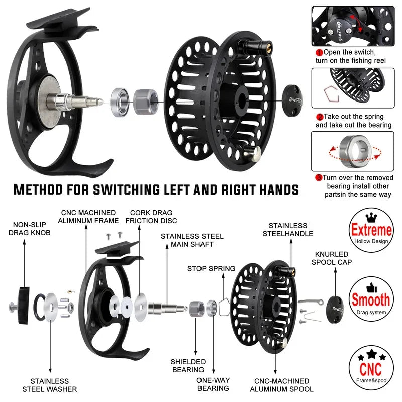 5/6 Fly Fishing Combo 2.7m 5 Section Carbon Fiber Fly Rod with Ultralight Weight Fly Fishing Reel Fishing Tackle