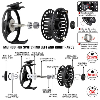 5/6 Fly Fishing Combo 2.7m 5 Section Carbon Fiber Fly Rod with Ultralight Weight Fly Fishing Reel Fishing Tackle