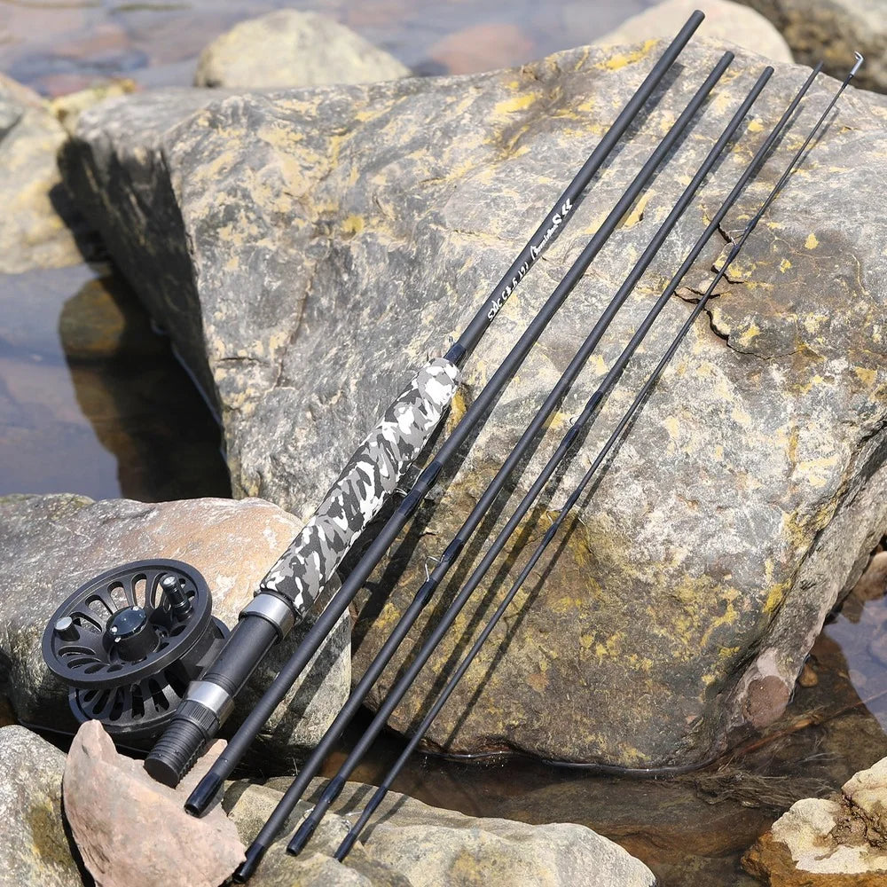 Fly Fishing Rod and Reel Multi-section Fly Fishing Combination for Trout Fishing Suitable for Stream Leisure Fishing