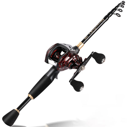 1.8-2.4m Casting Fishing Combo Telescopic lightweight Carbon Fishing Rod and 7.2:1 High Speed Fishing Reel