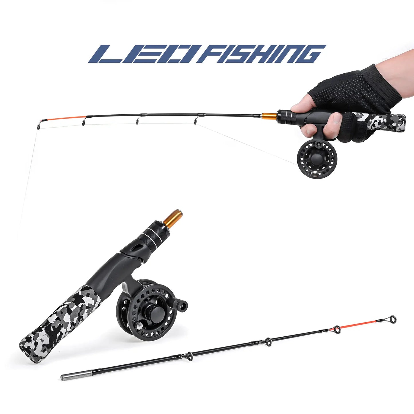 Ice Fishing Rod and Reel Combos with Complete Kits JIG Hooks Soft Lures and Carrier Bag 50cm/19.7inch Full Set