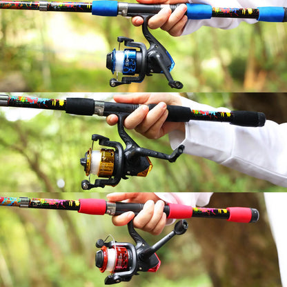 Spinning Fishing Pole Set Full Kit With 1.8M Telescopic Glass Fiber Fishing Rod And 5.2:1 Reel Travel Set