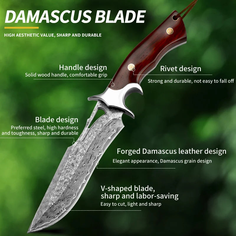 A large Damascus stainless steel knife, convenient to carry and sharp.