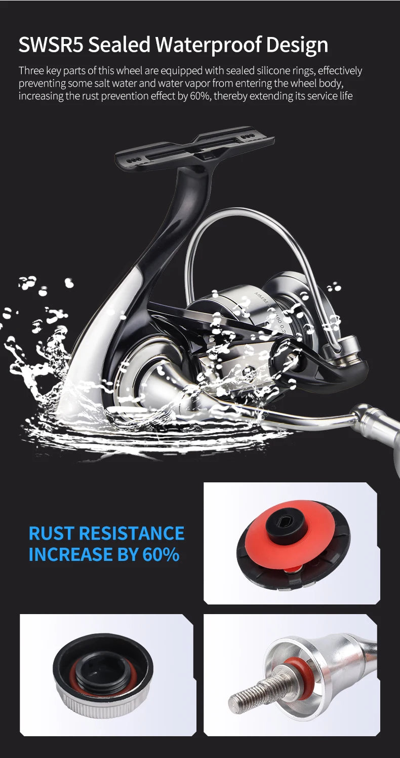 New arrival Saltwater Fishing Reel Metal Ball Knob Spinning Reels  15KG Water-Proof Reels