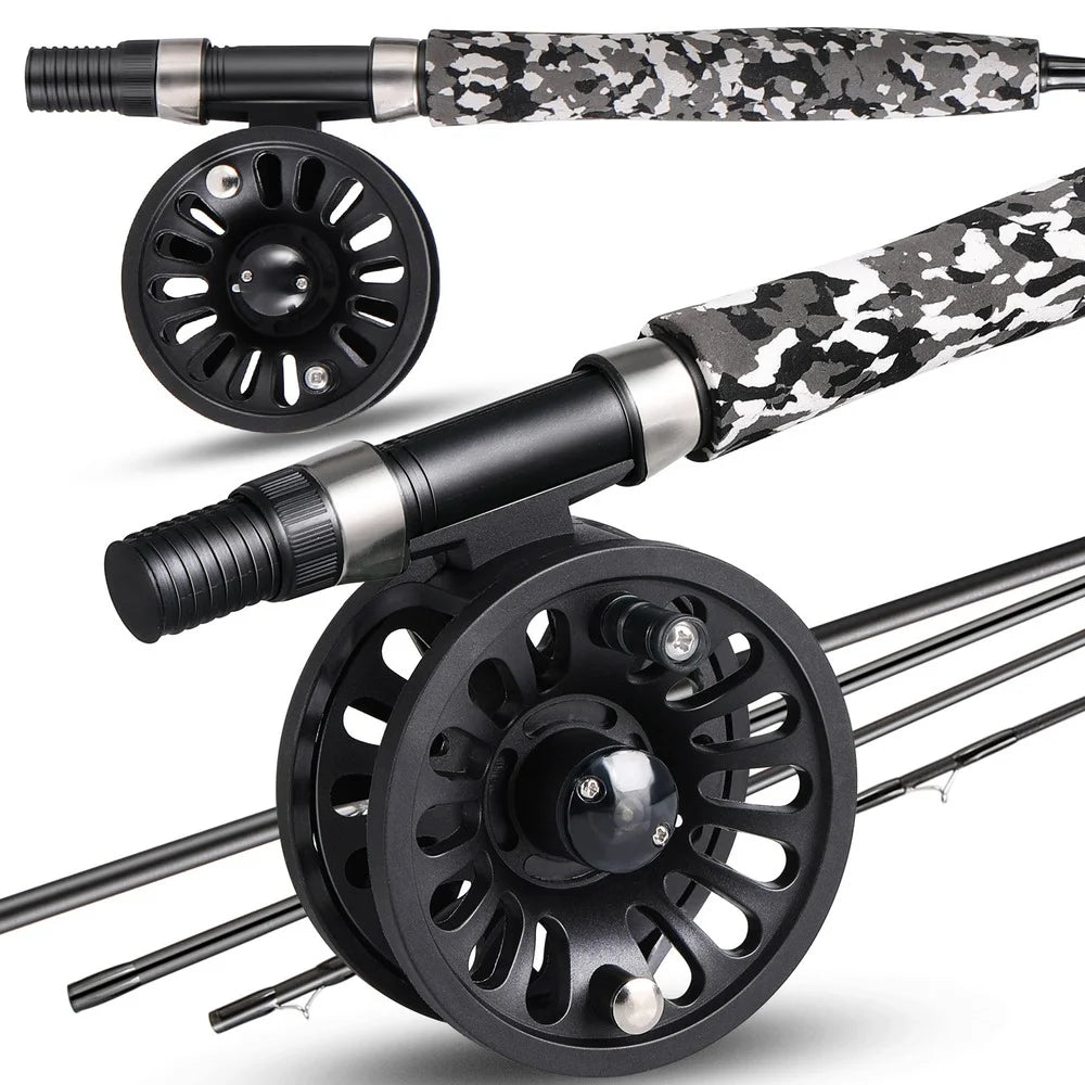 Fly Fishing Rod and Reel Multi-section Fly Fishing Combination for Trout Fishing Suitable for Stream Leisure Fishing