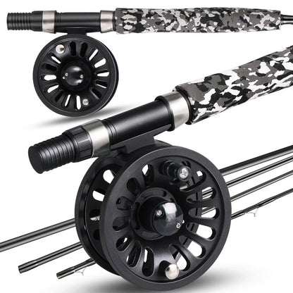 Fly Fishing Rod and Reel Multi-section Fly Fishing Combination for Trout Fishing Suitable for Stream Leisure Fishing