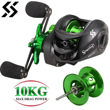 Baitcasting Reel 7.2:1 Gear Ratio Max Drag 10kg Wheel Metal Spool Trolling Reel for Freshwater Carp Fishing