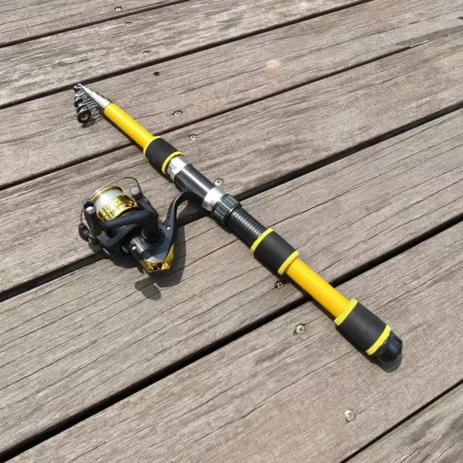 Telescopic Fishing Rod and Reel Kit 1.8M 2.1M Telescopic Rod with 5.2:1 3BB Fishing Reel Max Drag 5kg Fishing Combo