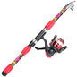 Spinning Fishing Pole Set Full Kit With 1.8M Telescopic Glass Fiber Fishing Rod And 5.2:1 Reel Travel Set