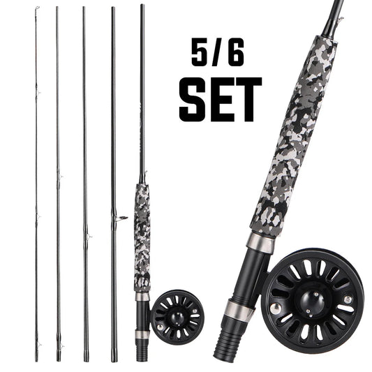 Fly Fishing Rod and Reel Multi-section Fly Fishing Combination for Trout Fishing Suitable for Stream Leisure Fishing