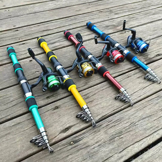 Telescopic Fishing Rod and Reel Kit 1.8M 2.1M Telescopic Rod with 5.2:1 3BB Fishing Reel Max Drag 5kg Fishing Combo