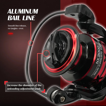 Rooblinos NX Spinning Fishing Reels For Saltwater Freshwater Metal Spool Left/Right Interchangeable Trout Carp Fishing Tackle