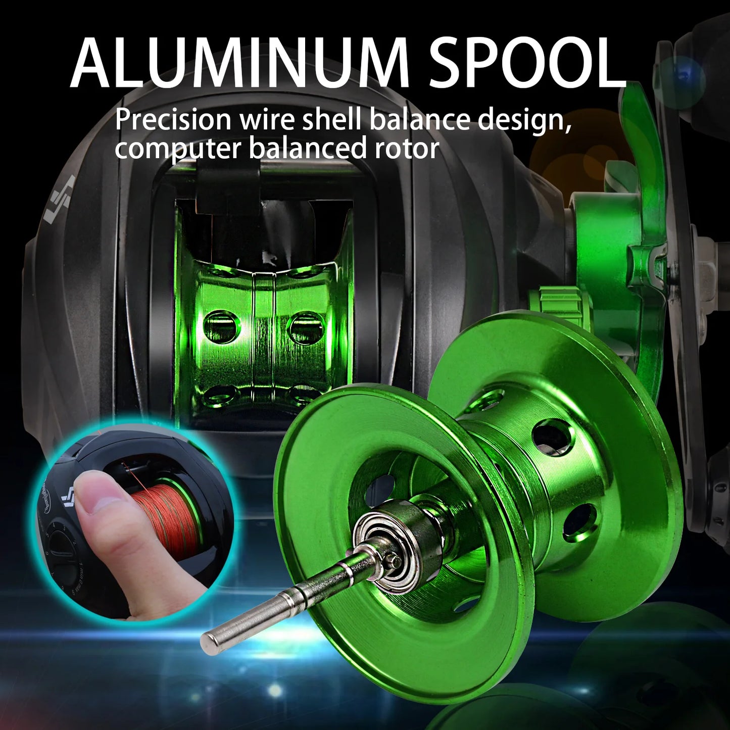 Baitcasting Reel 7.2:1 Gear Ratio Max Drag 10kg Wheel Metal Spool Trolling Reel for Freshwater Carp Fishing