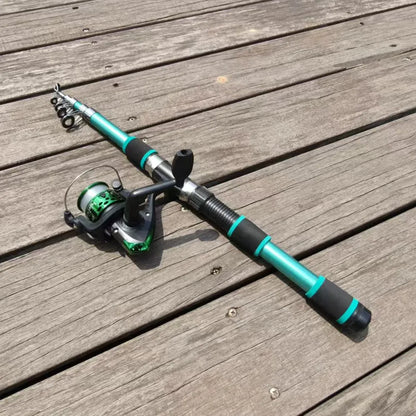 Telescopic Fishing Rod and Reel Kit 1.8M 2.1M Telescopic Rod with 5.2:1 3BB Fishing Reel Max Drag 5kg Fishing Combo