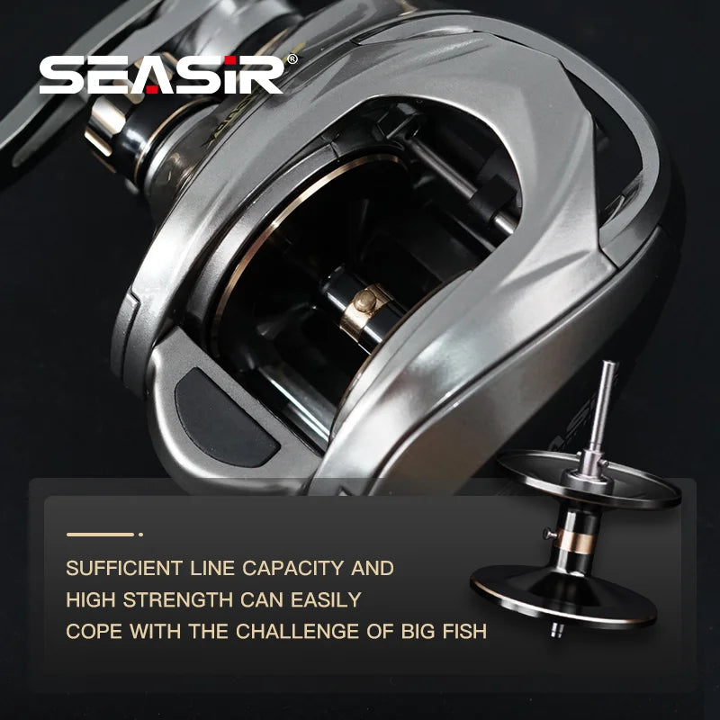 Baitcasting Reel Drag 15KG Deep Spool 6.5:1 Aluminum Frame Carbon Side Double Handle Jigging Metal Reel Seawater