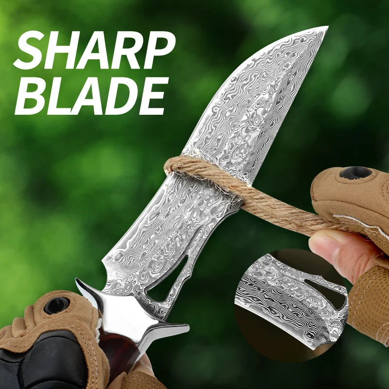 A large Damascus stainless steel knife, convenient to carry and sharp.