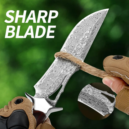 A large Damascus stainless steel knife, convenient to carry and sharp.