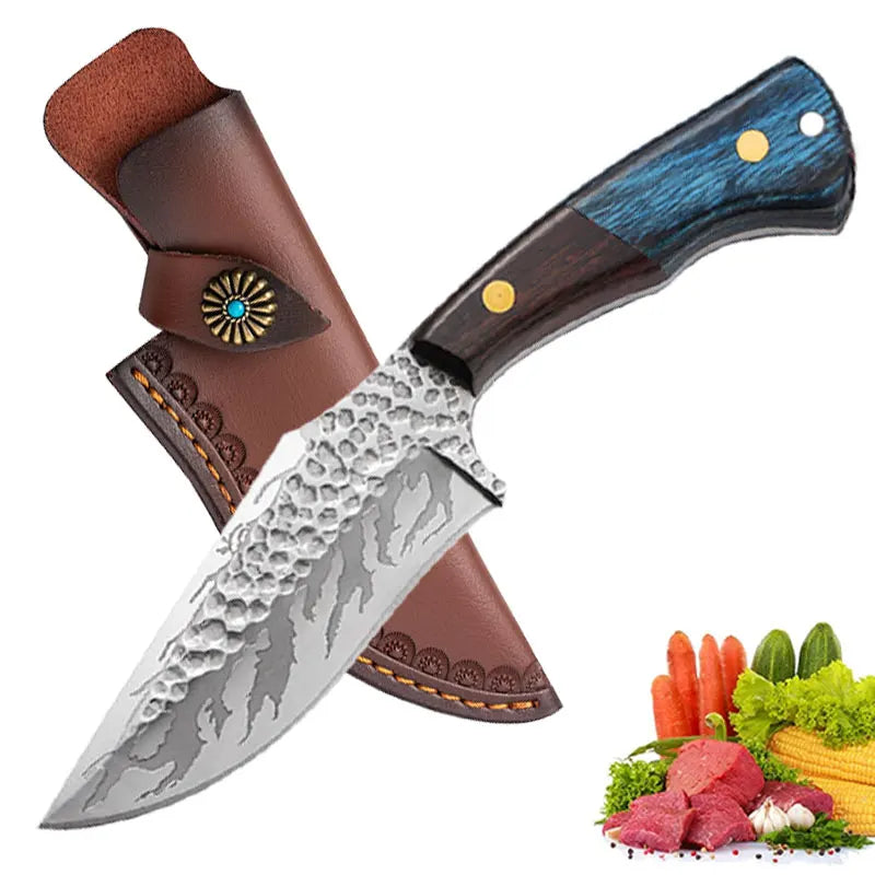 Household wooden handled cooking and outdoor camping barbecue knives