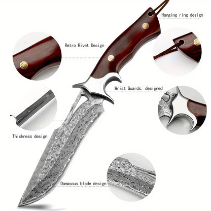 A large Damascus stainless steel knife, convenient to carry and sharp.