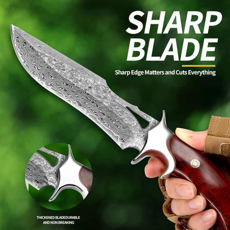 A large Damascus stainless steel knife, convenient to carry and sharp.