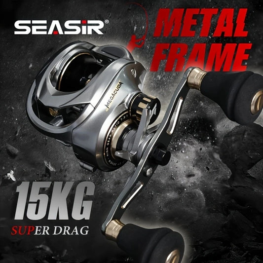Baitcasting Reel Drag 15KG Deep Spool 6.5:1 Aluminum Frame Carbon Side Double Handle Jigging Metal Reel Seawater