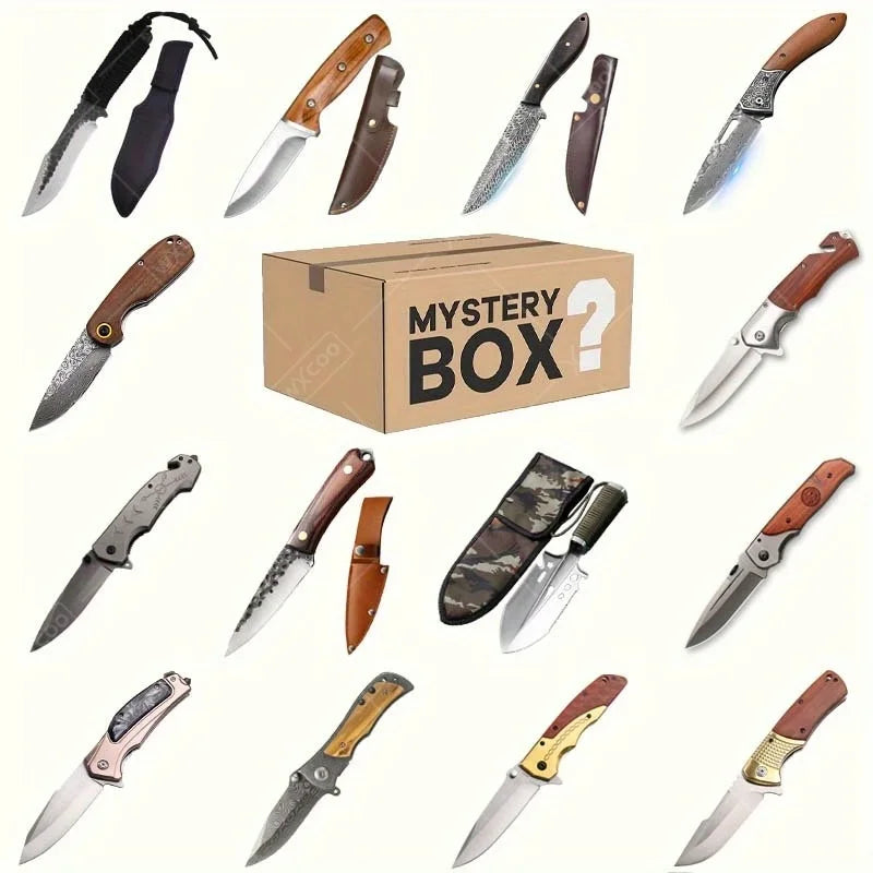 Mystery Surprise Gift Box Including Multi-function Outdoor Utility Knife High Carbon Steel Folding Knife with Non-slip Handle